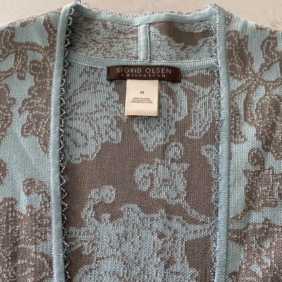 Sigrid Olsen Collection Aqua and Taupe Silk Blend Sweater Set - Size Medium - Picture 7 of 16